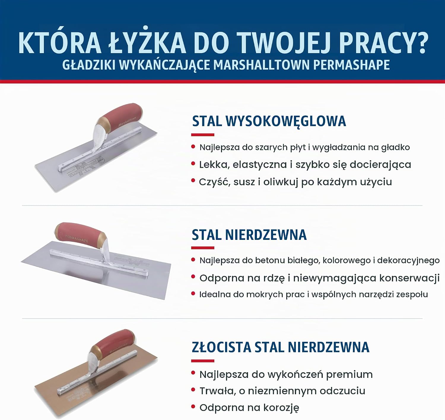 Detalle 2 de Marshalltown PermaShape paca do wygładzania 305 × 76 mm, wygięta, stal węglowa