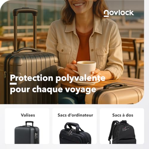 Thumbnail 7 de Cadenas TSA à 4 chiffres avec Indicateur d’ouverture – NovLock (Lot de 2, Noir) pour valise, bagage cabine et sac à dos