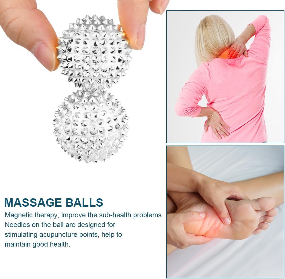 Detalle de URAQT Palline Massaggio Magnetiche con Anelli per Dita – Set 2 Palle + 3 Anelli, 4,7 cm