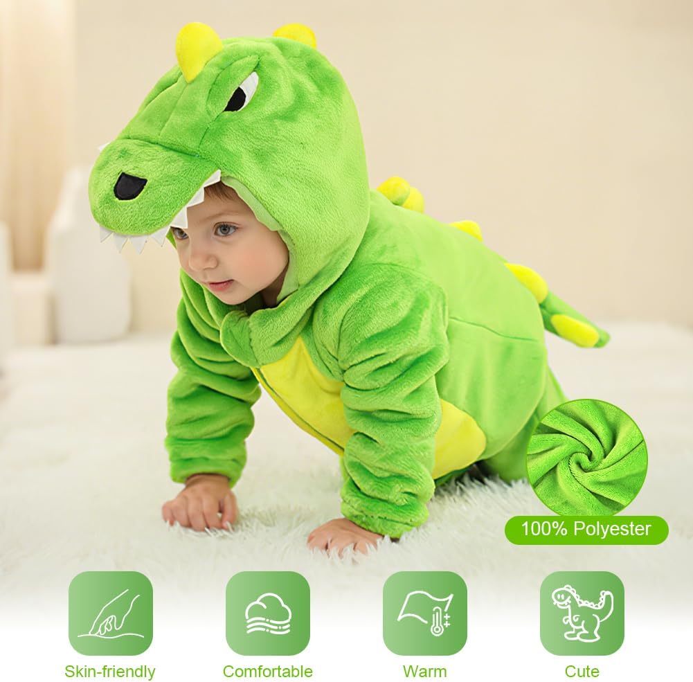Thumbnail 3 de Alaoo Dinosaurier Overall für Kinder – Winter-Overall, Flanell-Schlafanzug mit Reißverschluss und Kapuze