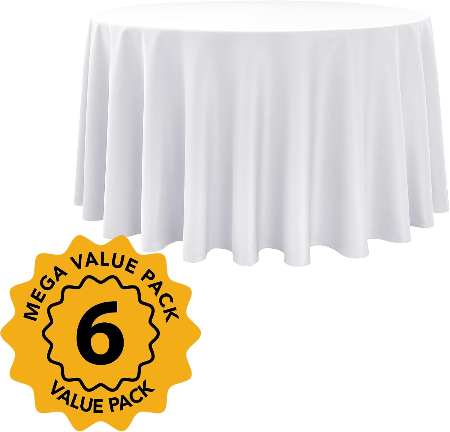 Detalle 2 de Dailyset 6-Pack White Round Tablecloths 120 Inches