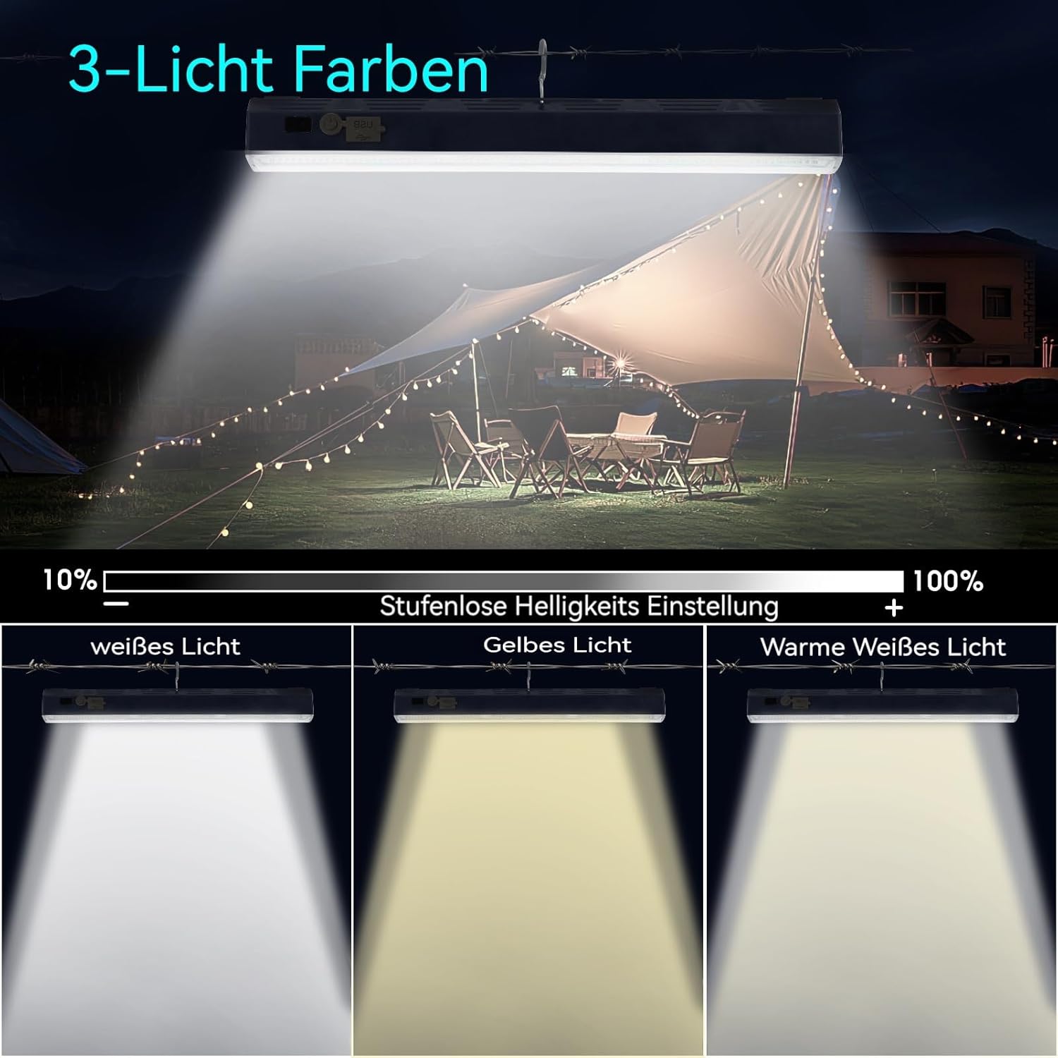 Thumbnail 2 de LETOUR Werkstattlampe mit Akku, 216 LEDs, 7500 mAh – Arbeitsleuchte für Werkstatt & Notlicht