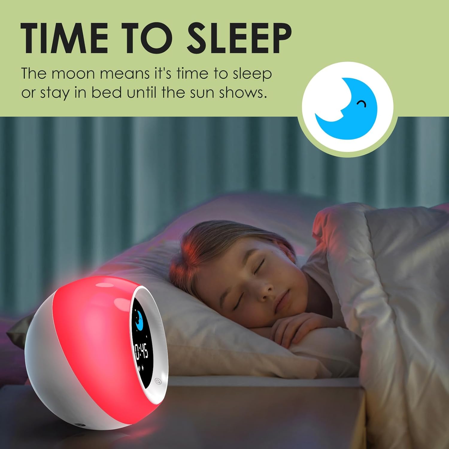Thumbnail 3 de I·CODE Time to Wake Alarm Clock for Kids – sleep trainer, wake-up light, night sound machine