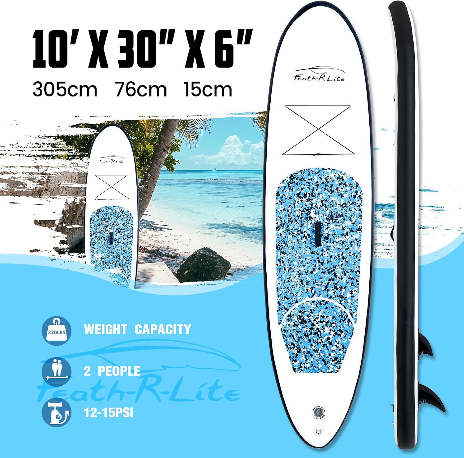 Thumbnail 1 de FEATH-R-LITE Ultralight Inflatable SUP Board (10' x 30") with Accessories