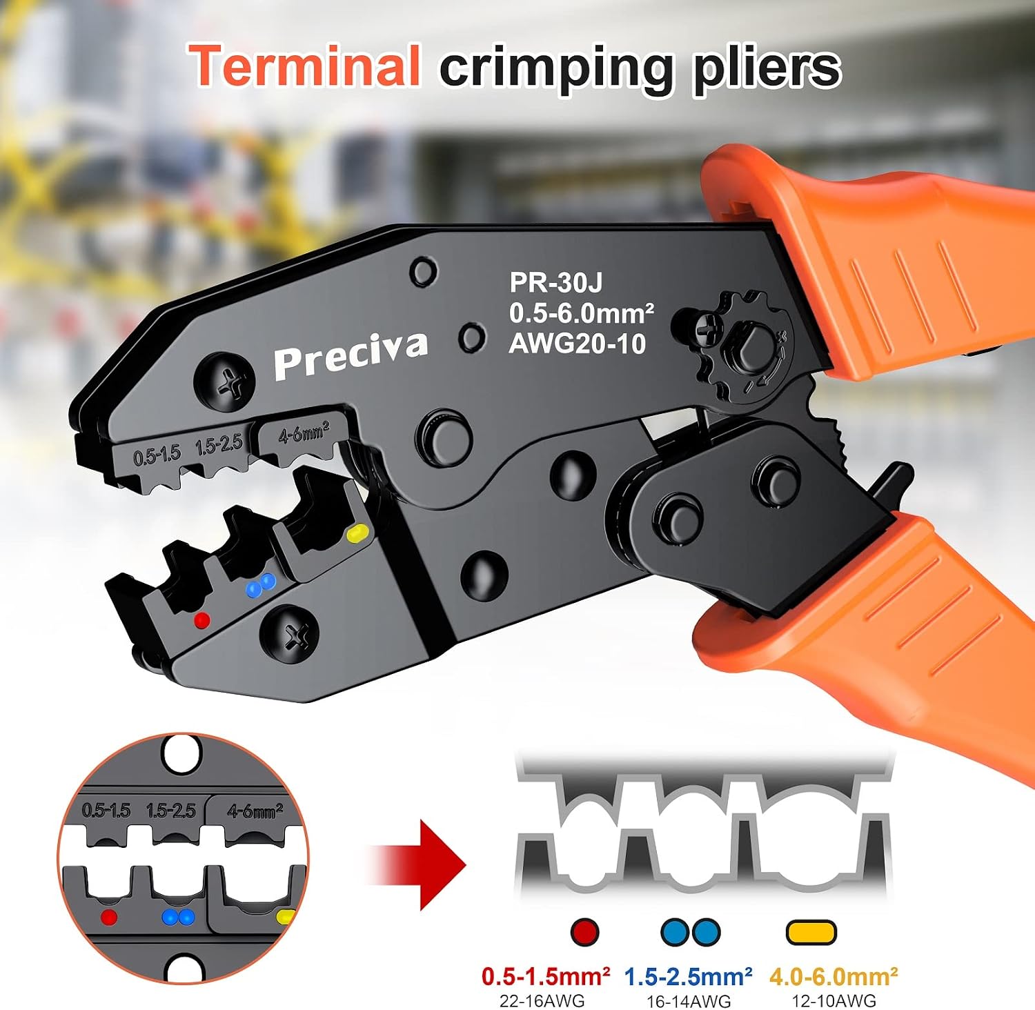 Detalle 2 de Preciva Ratchet Crimping Tool 0.5-6mm²