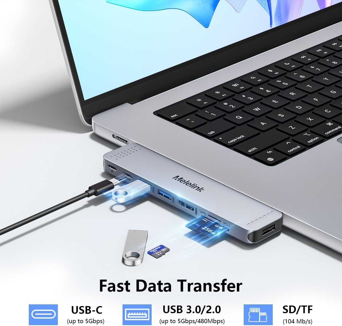 Detalle 2 de USB-C hub adapter for MacBook, 8-in-2