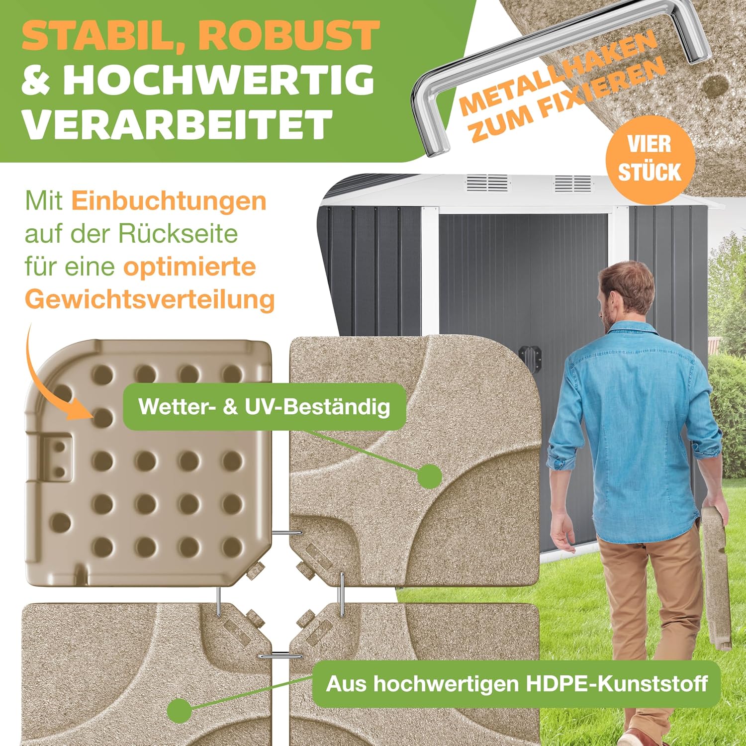 Thumbnail 4 de KESSER Sonnenschirmständer 4-teilig für Ampelschirm – befüllbar (60 Liter / bis 80 kg) inkl. Metallverbinder