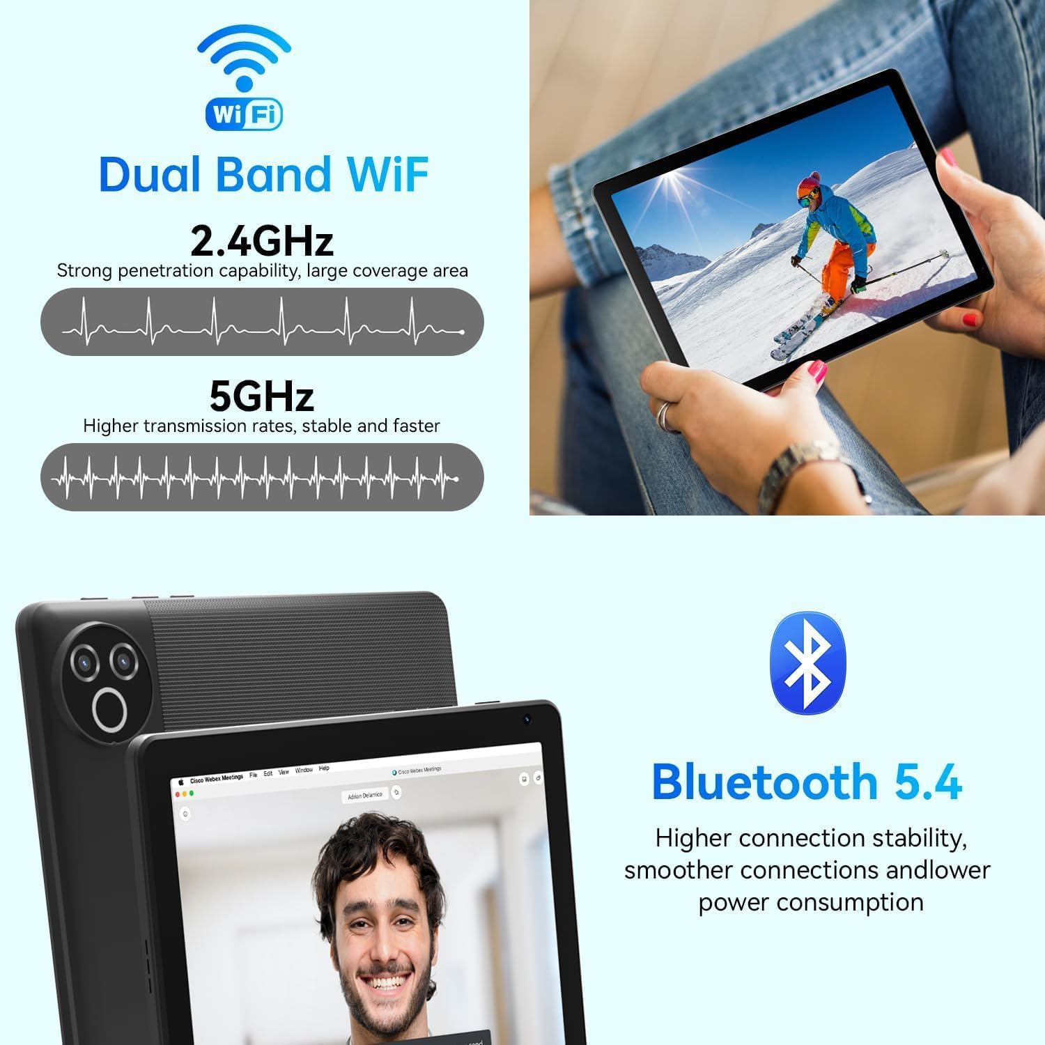 Detalle de MUISOO Android 16 10.4-inch Tablet (20GB RAM + 64GB ROM, WiFi 6) – 5000mAh, Dual Cameras, Widevine L1