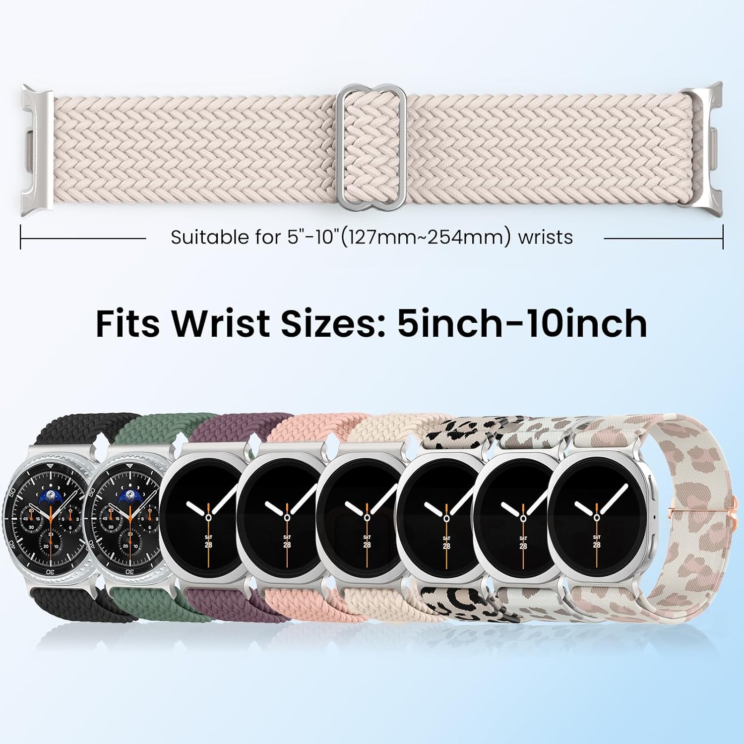 Thumbnail 5 de Delidigi braided stretchy nylon straps for Samsung Galaxy Watch 8 / Watch 8 Classic (40mm, 44mm, 46mm)