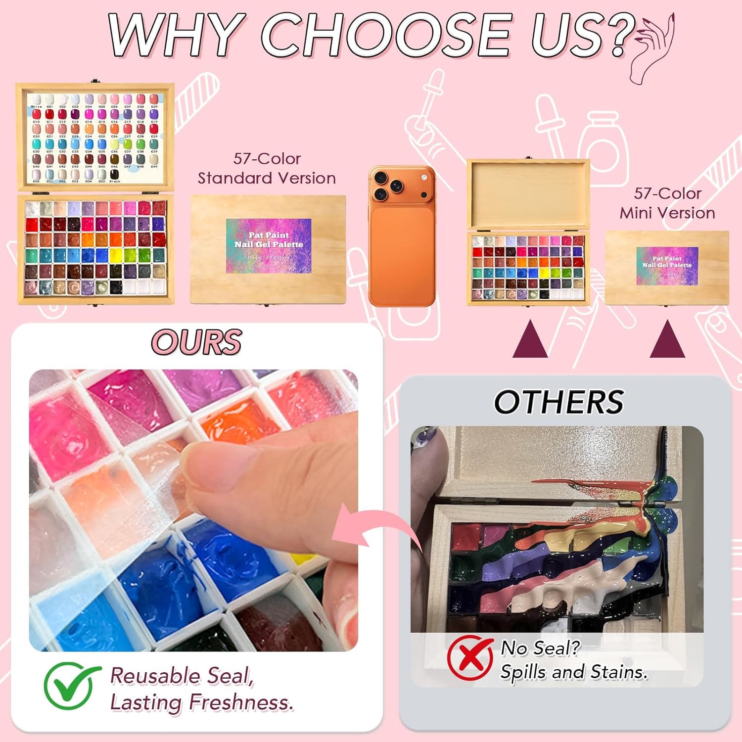 Detalle de GZIXBDA Sponge Mini Paint Patting Gel Polish & Tools Kit: 57-Color Ombre Gradient for DIY or Salon