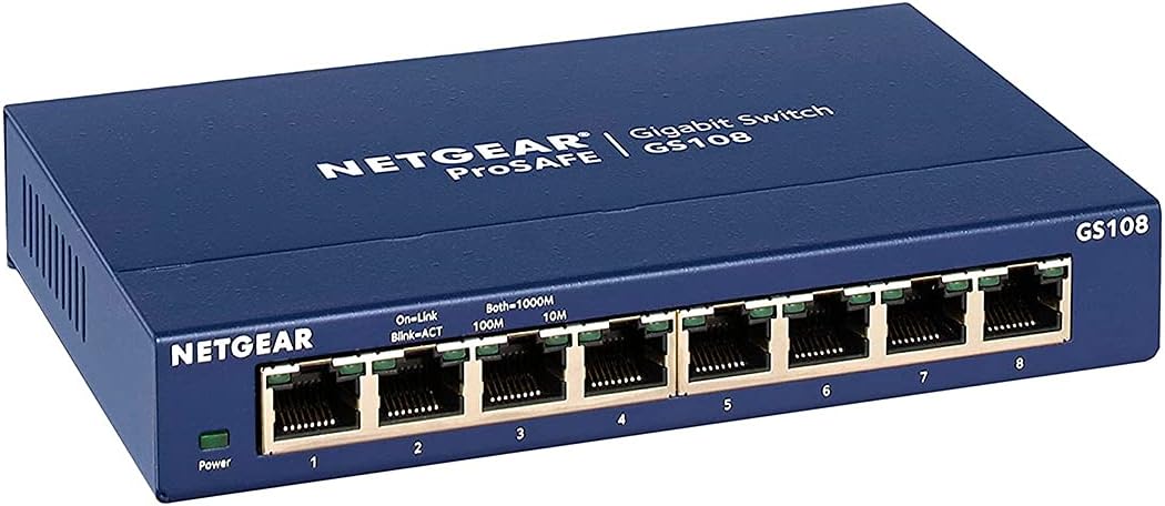 Detalle de NETGEAR GS108 8-Port Gigabit Ethernet Switch – Unmanaged, Desktop or Wall Mount