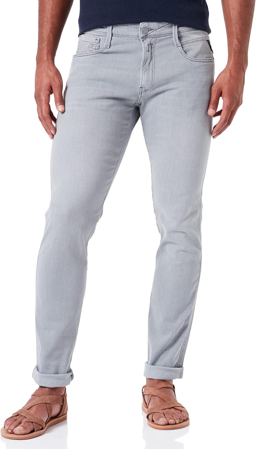 Detalle de Replay Anbass Slim-Fit Jeans mit Comfort Stretch – Medium Blue 009 (29W/30L)