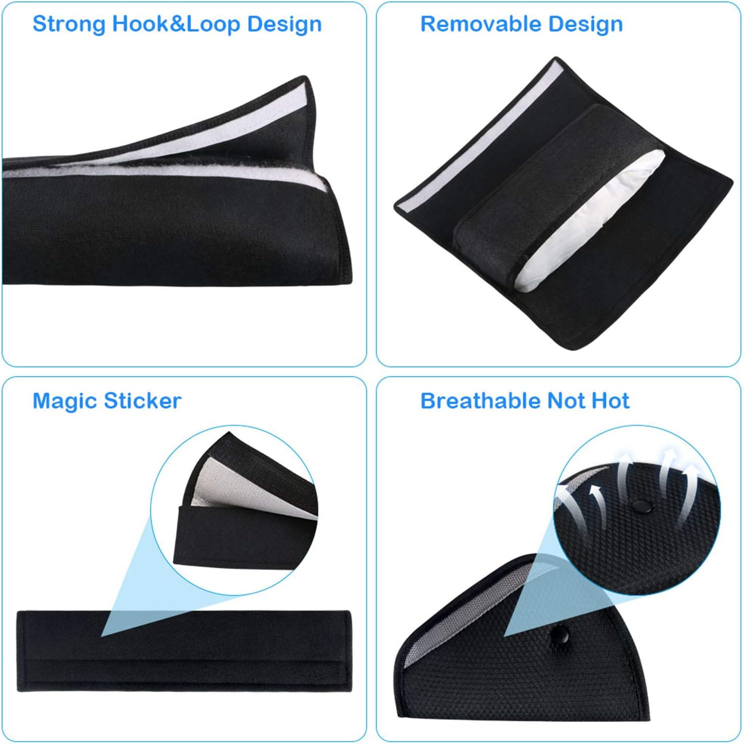 Thumbnail 5 de URAQT Coussin Ceinture Securité Enfant – Oreiller amovible pour ceinture de voiture, noir