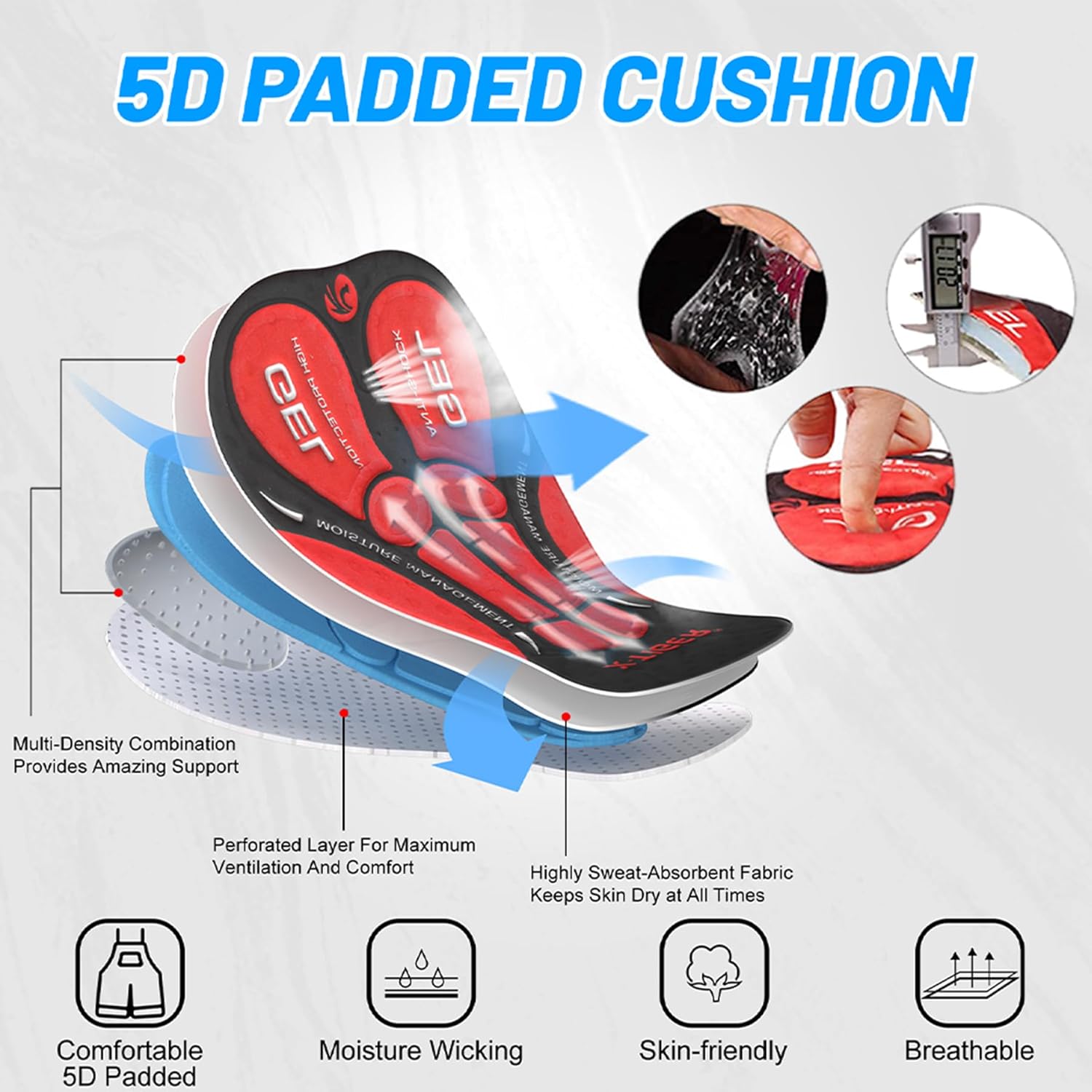 Thumbnail 2 de X-TIGER Salopette MTB uomo con fondello in gel 5D, 3 tasche e inserti riflettenti