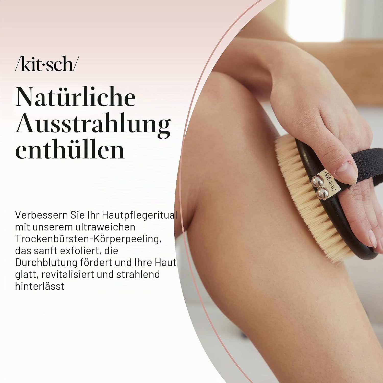 Detalle de Kitsch Dry Brushing Körperbürste für Lymphdrainage – weiche Borsten, nachhaltige Trockenbürste