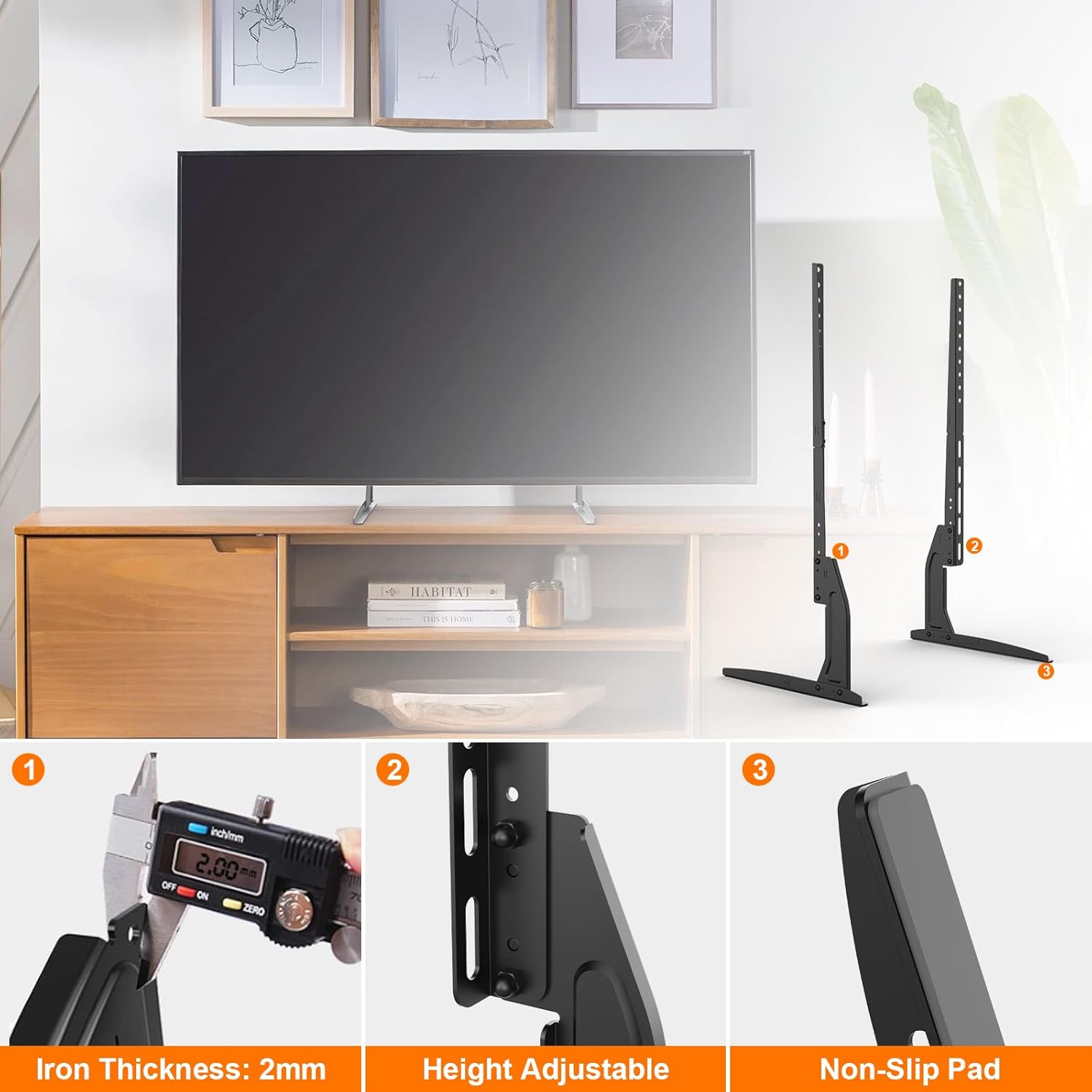 Thumbnail 4 de GRIFEMA Universal TV Stand for 22-80" LCD/LED TVs with Adjustable Height