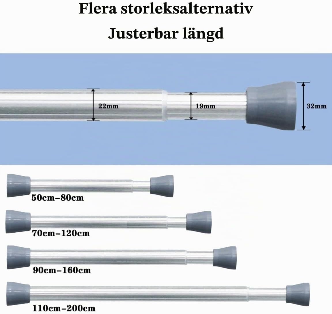 Thumbnail 4 de Venwemong justerbar duschstång i rostfritt stål, 19–200 cm, utan borrning