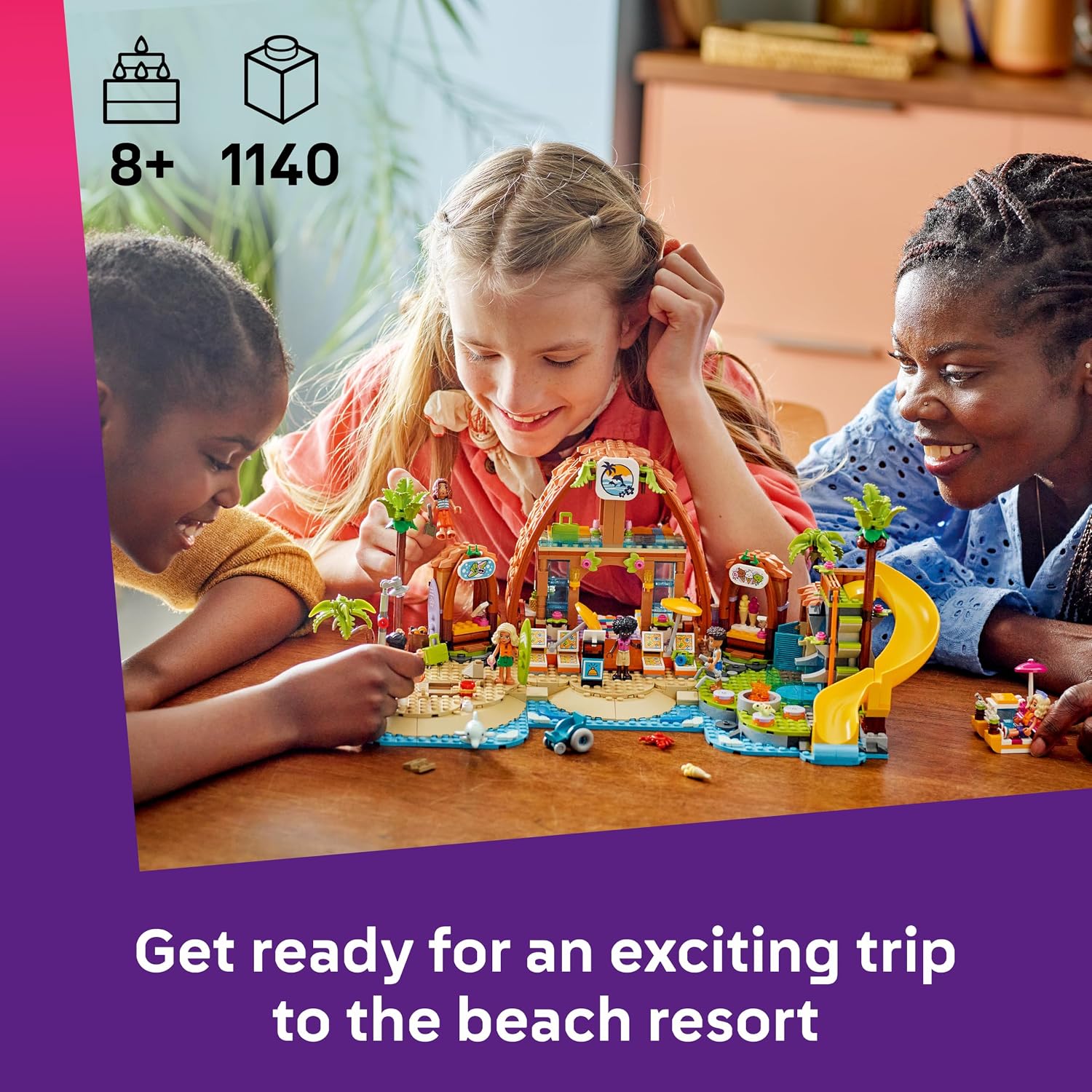 Thumbnail 1 de LEGO Friends 42673 Family Holiday Beach Resort Building Set with 6 Mini Dolls