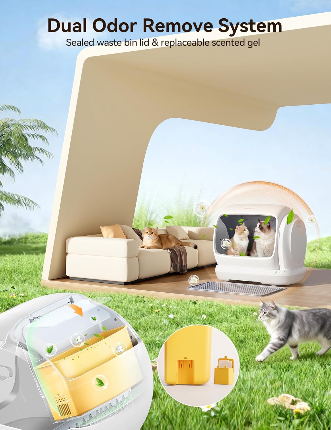 Thumbnail 6 de Meowant MW-SC09 Self-Cleaning Cat Litter Box, 106L, Low Entry, App Control