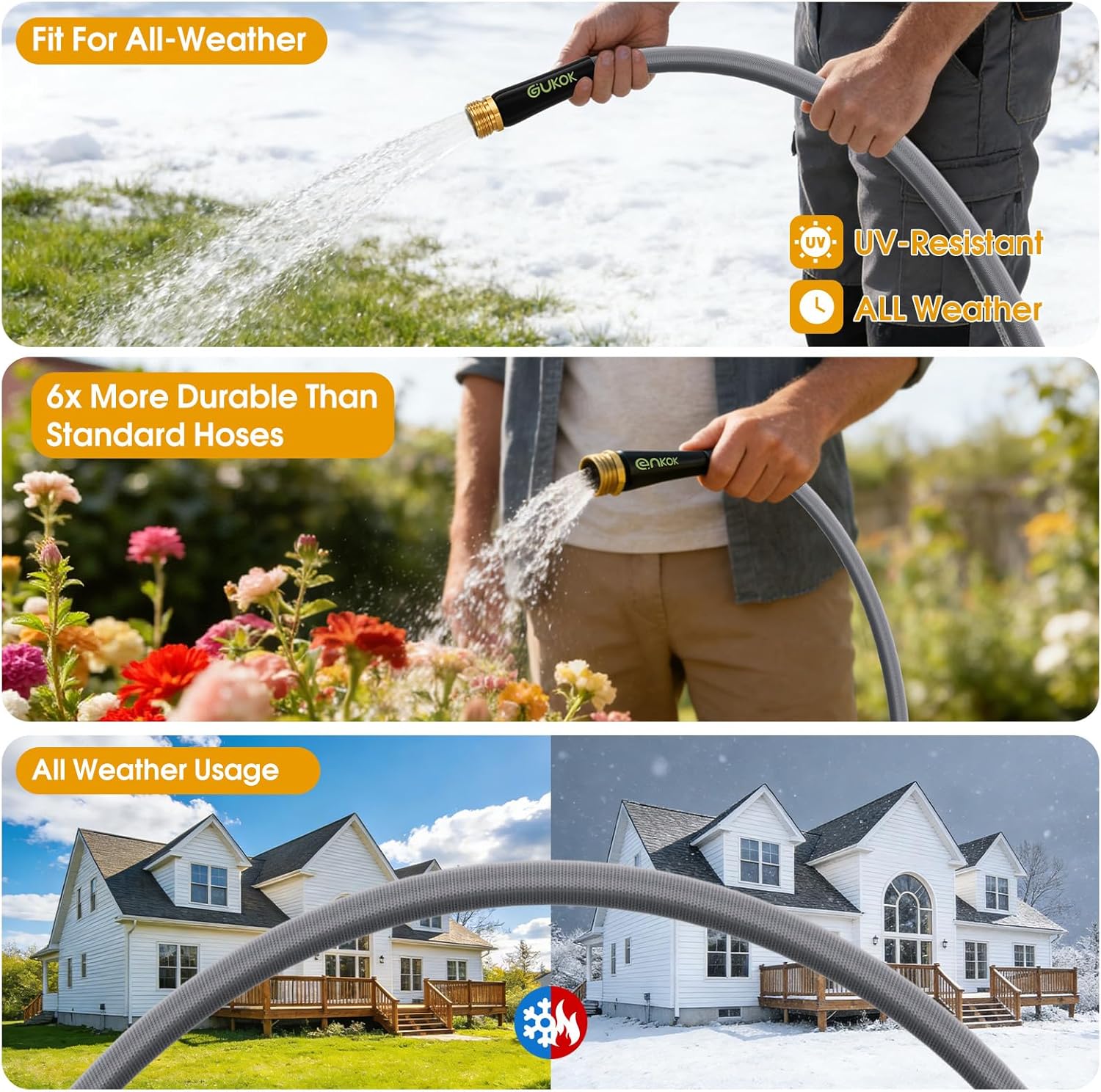 Thumbnail 5 de GUKOK 100 FT Non-Expanding Garden Hose — Ultra-Light, Kink-Free, Burst-Resistant