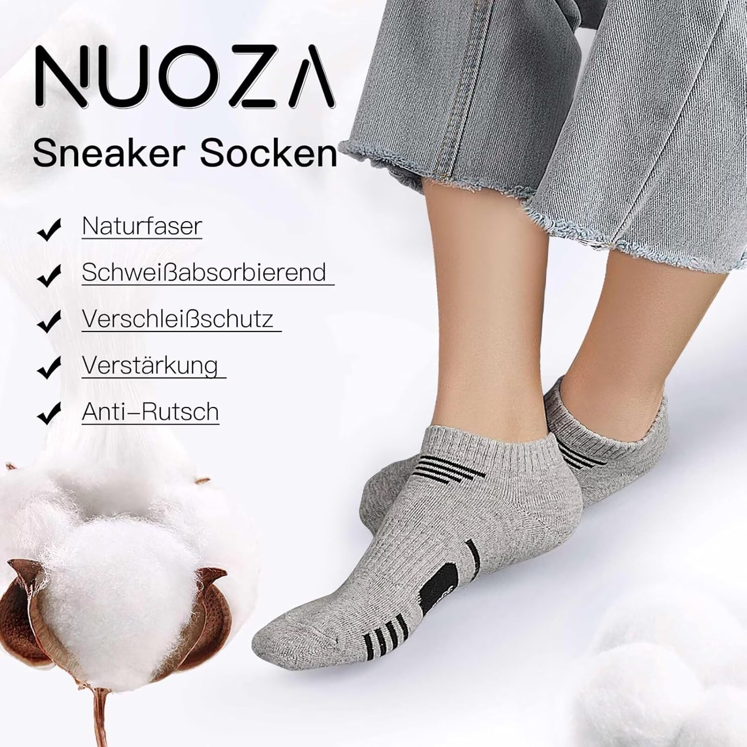 Thumbnail 6 de NUOZA Sneaker Socken 10 Paar – Baumwolle, atmungsaktiv, für Herren und Damen (Größen 35–50)