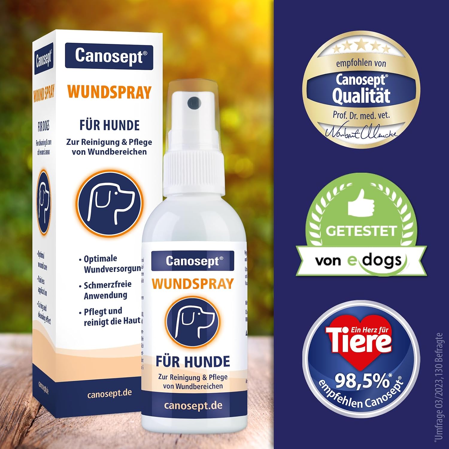 Detalle de Canosept Wundspray für Hunde – 75 ml zur Reinigung und Pflege von Wundbereichen