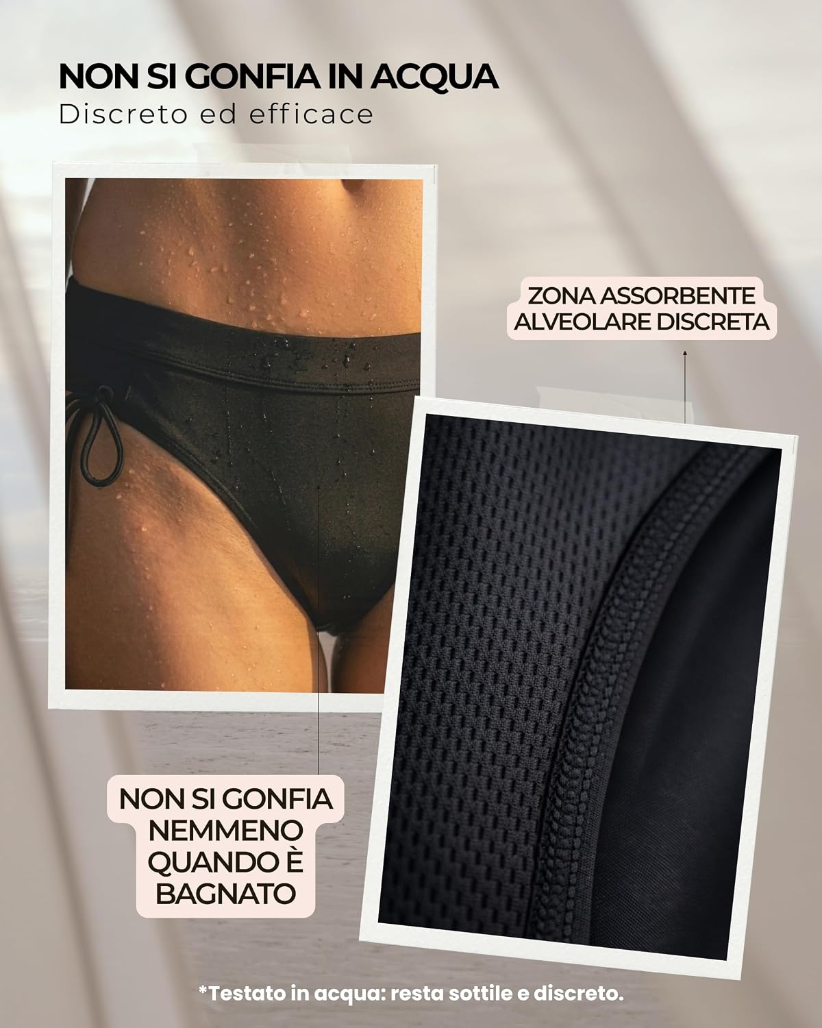 Detalle de MOOPRA Costume da Bagno Mestruale NAIA con AquaSecure