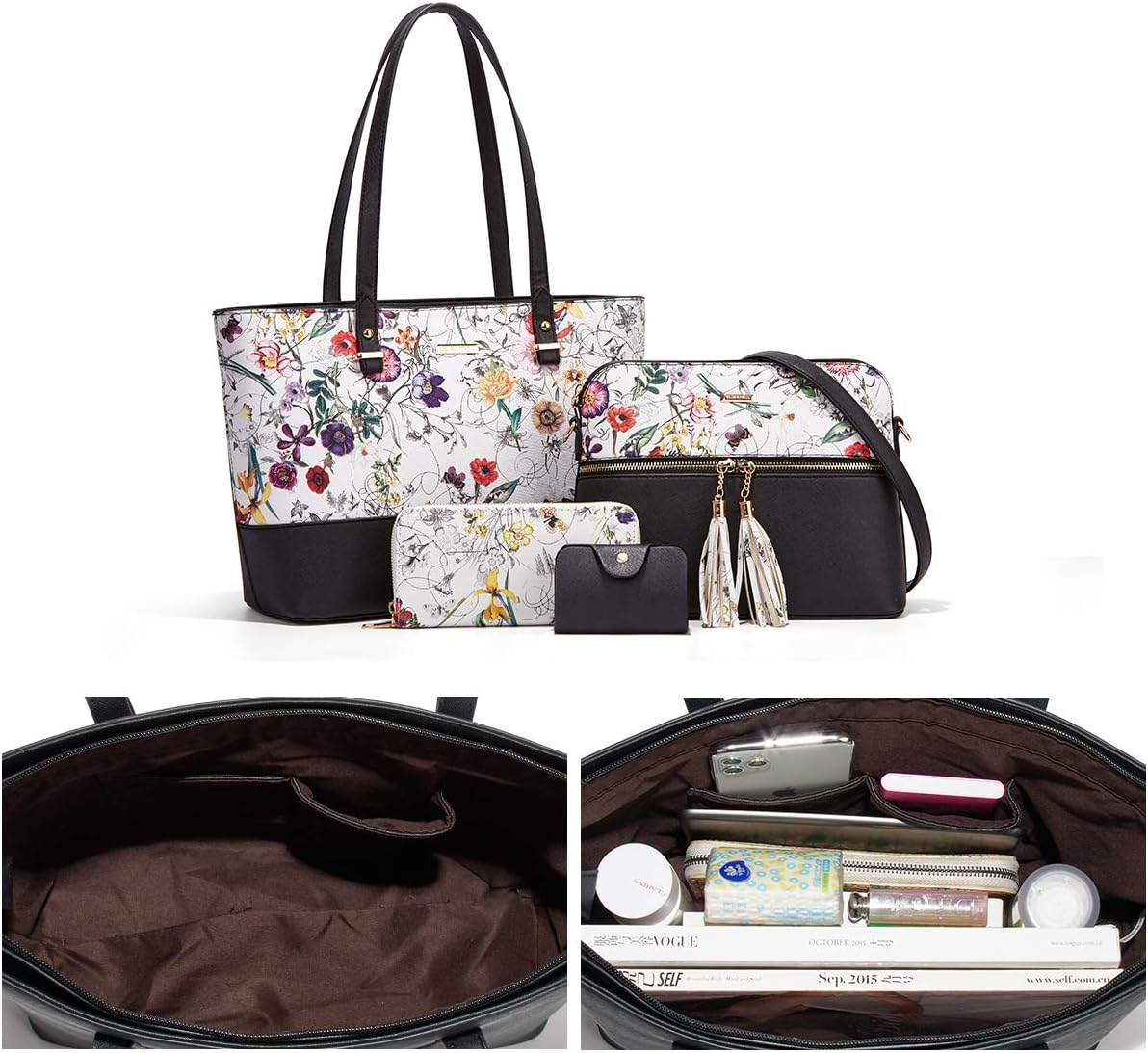 Thumbnail 2 de YTL Damen Handtasche Tote Shopper Großes 4-teiliges Set – Tasche, Umhängetasche, Geldbörse, Kartenhalter