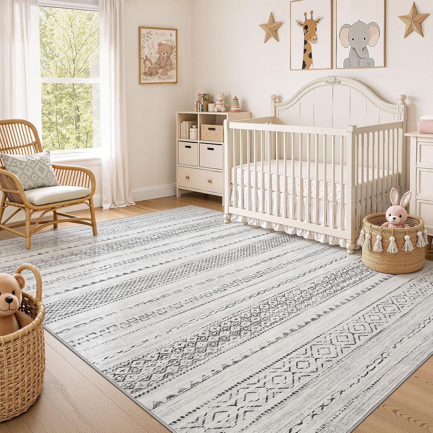 Thumbnail 6 de Nakagishi 9x12 Area Rug: Washable Boho Grey, Non-Slip, Stain-Resistant