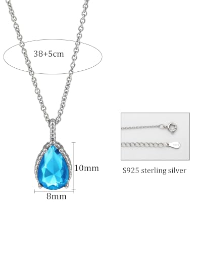 Detalle de Weviway Sterling Silver Teardrop Aquamarine Birthstone Necklace (43 cm)
