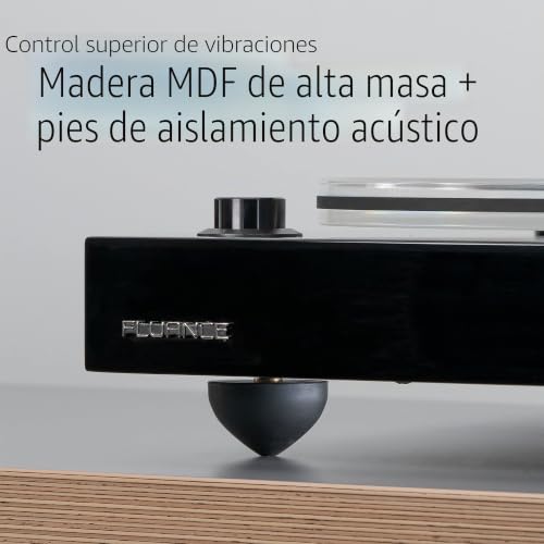 Detalle de Fluance RT85N Reference: plato de vinilo con cápsula Nagaoka MP-110 y base de MDF de alta masa