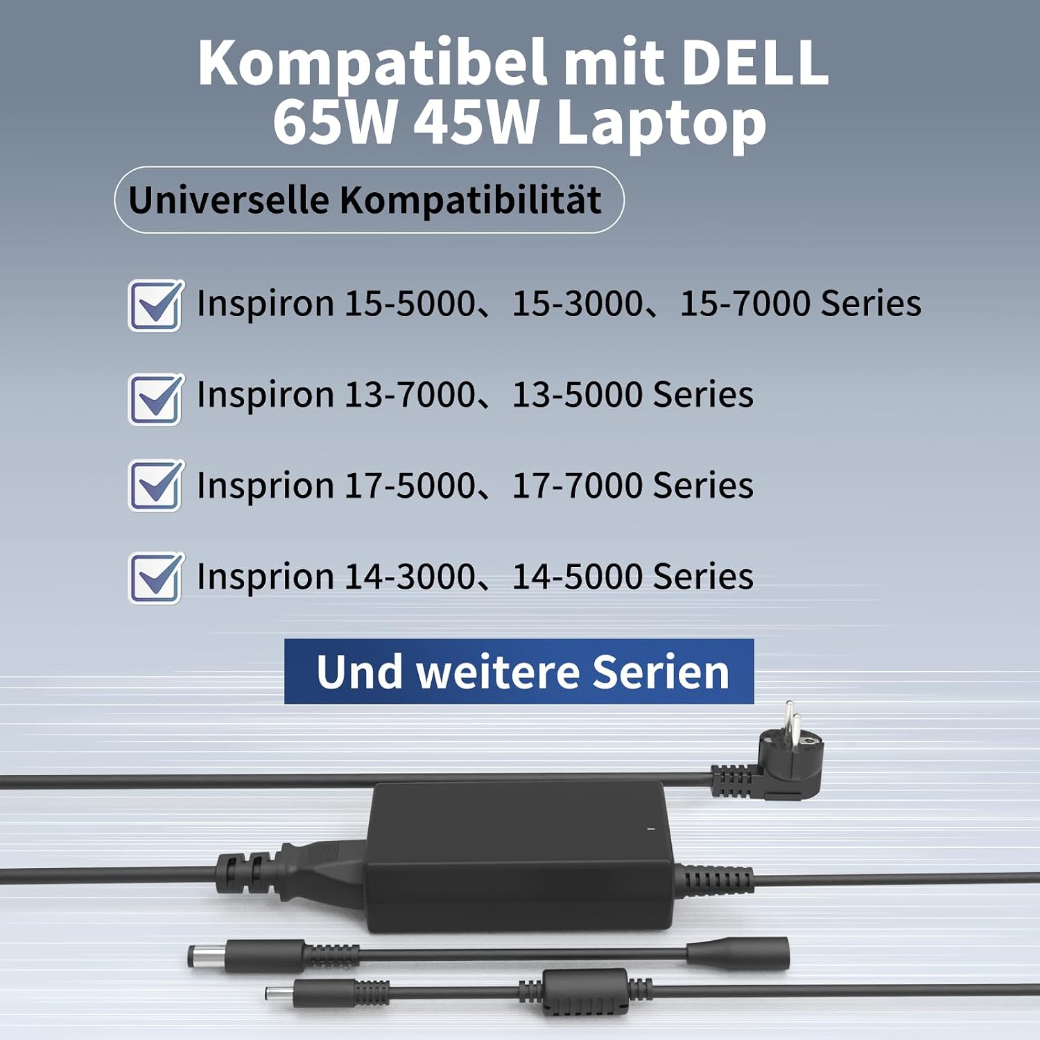 Detalle 2 de 65W Laptop-Ladegerät kompatibel mit Dell Inspiron, Vostro und Latitude – SMMKOXOI