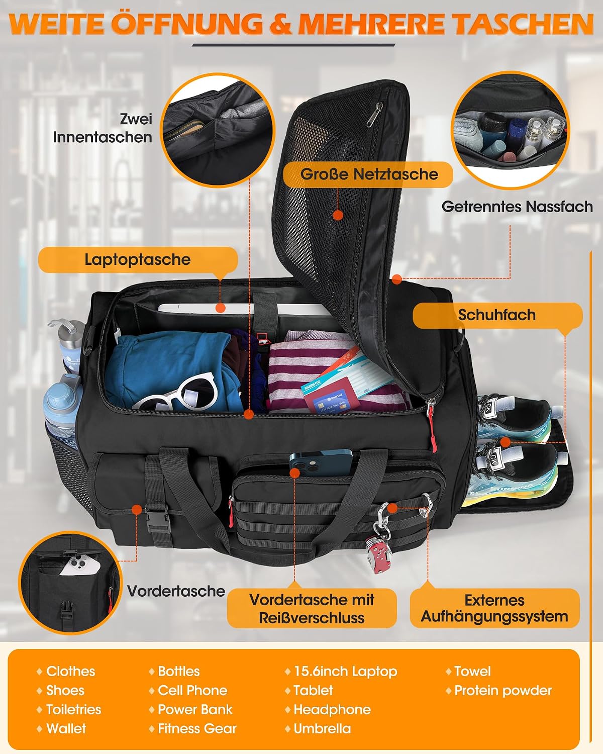 Detalle de RAINSMORE 3 IN 1 Sporttasche 45L