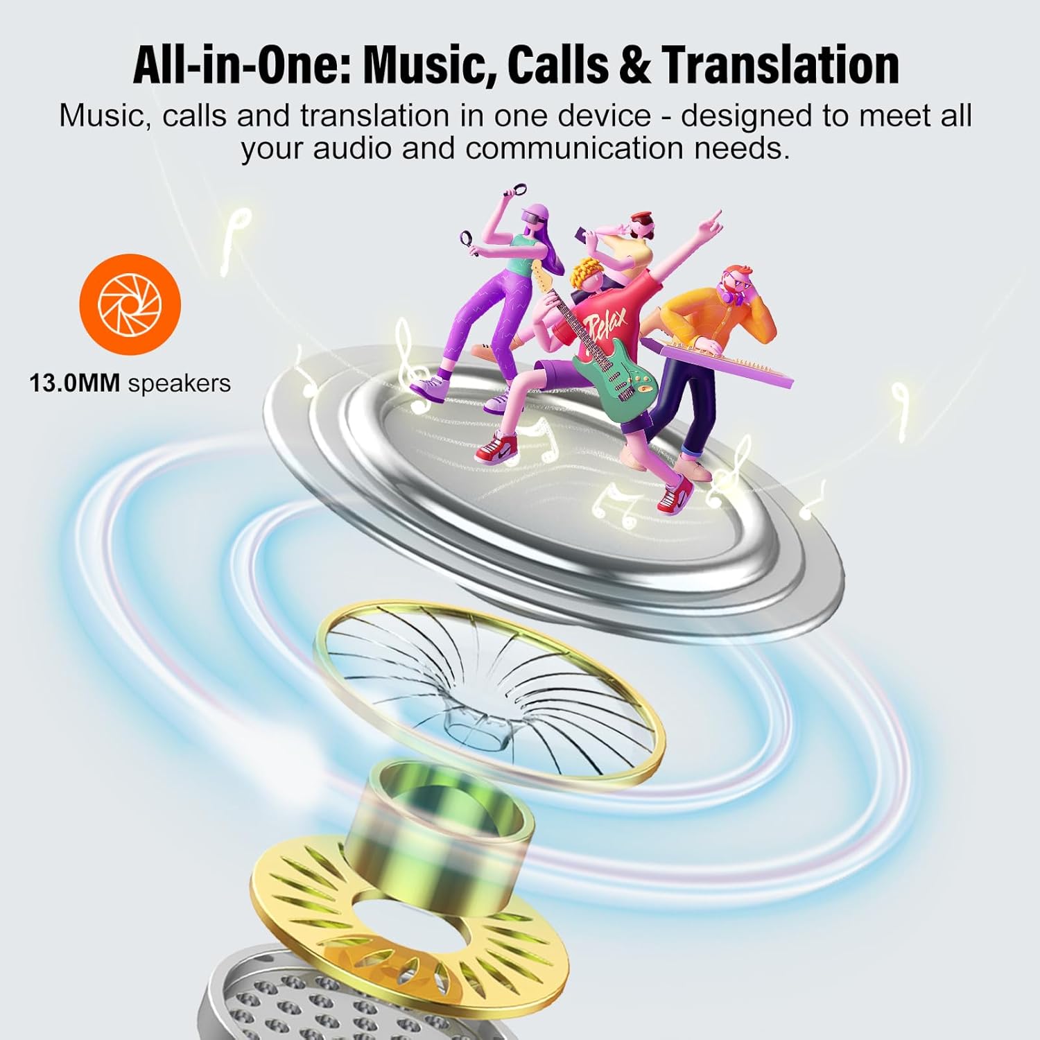 Detalle de AI Language Translation Earbuds: 164 Languages in Real-Time with 3-in-1 Functionality