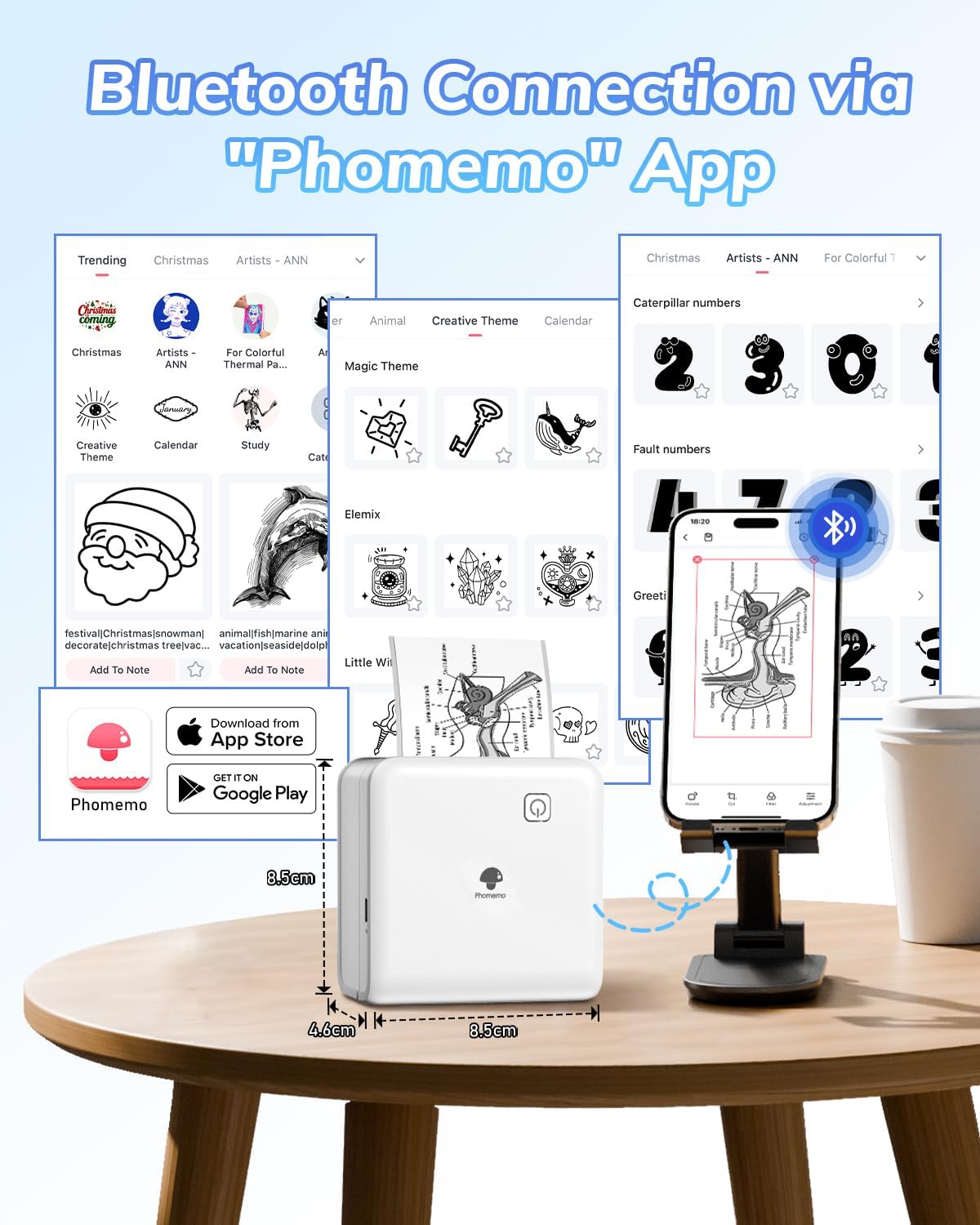 Thumbnail 4 de Phomemo P2S stampante termica portatile con adesivi e carta termica 300 dpi per smartphone