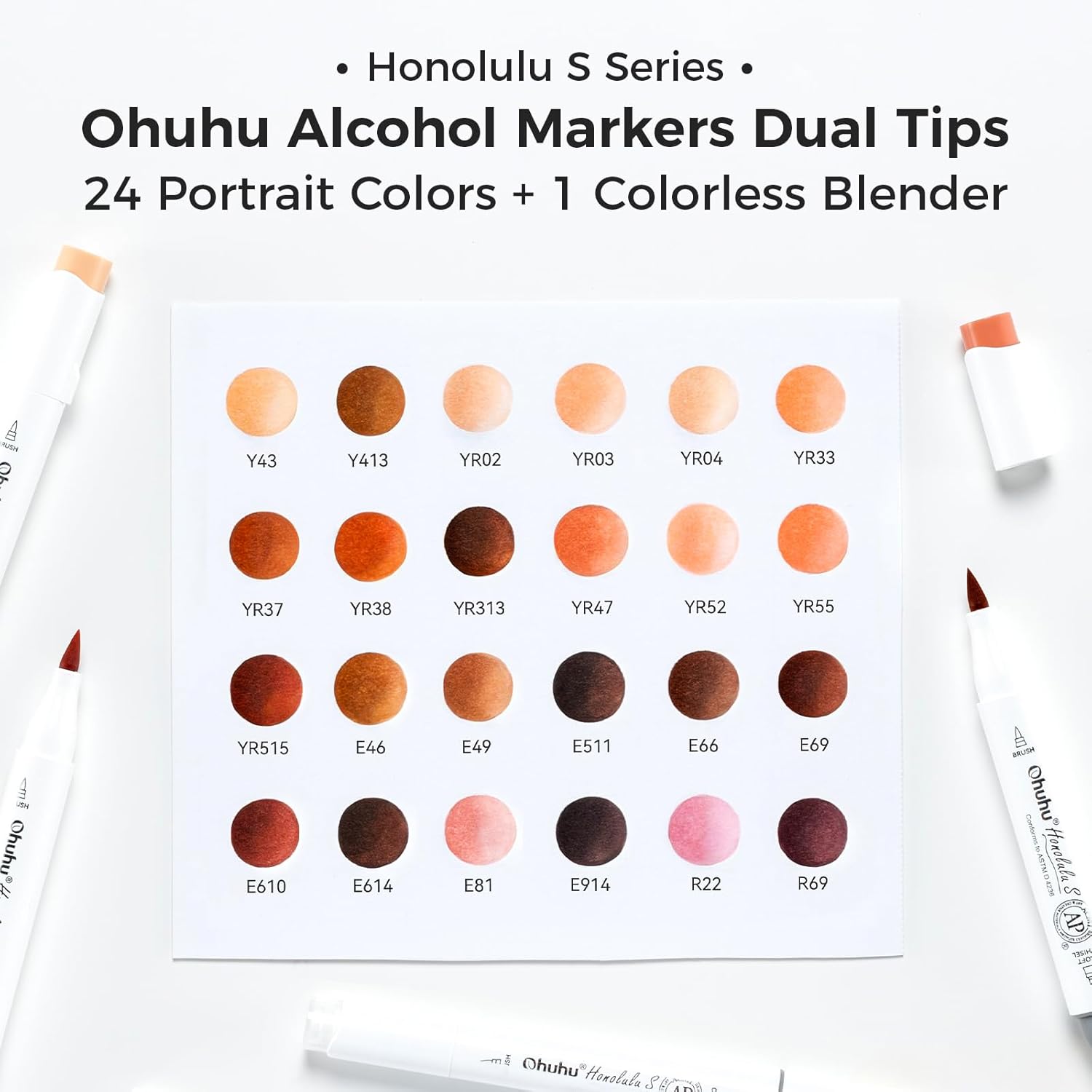 Thumbnail 4 de Ohuhu Markers Honolulu Serie S: 24+1 colori con pennello e scalpello morbido, ricaricabili