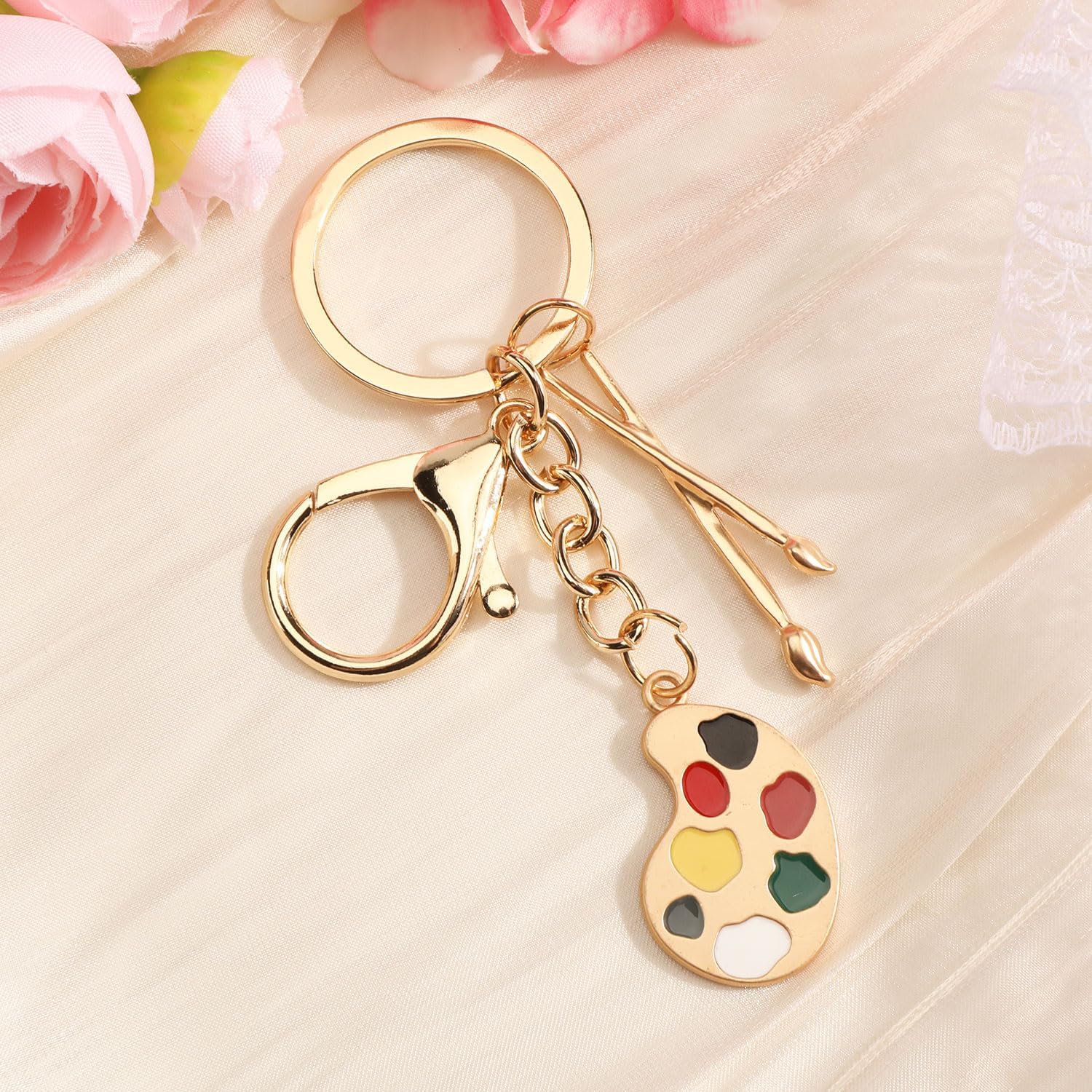 Detalle de Porte-clés Design Créatif avec Palette de Peinture – Cadeau Élégant pour Femme
