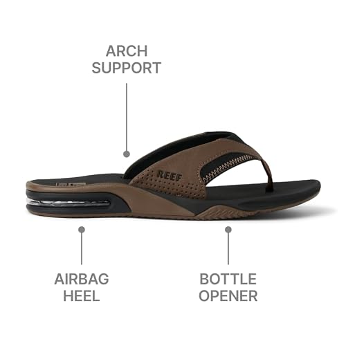 Detalle de Reef Fanning Men's Sandals (Black and Tan, UK 10) – Practical warmth with a cheeky bottle opener