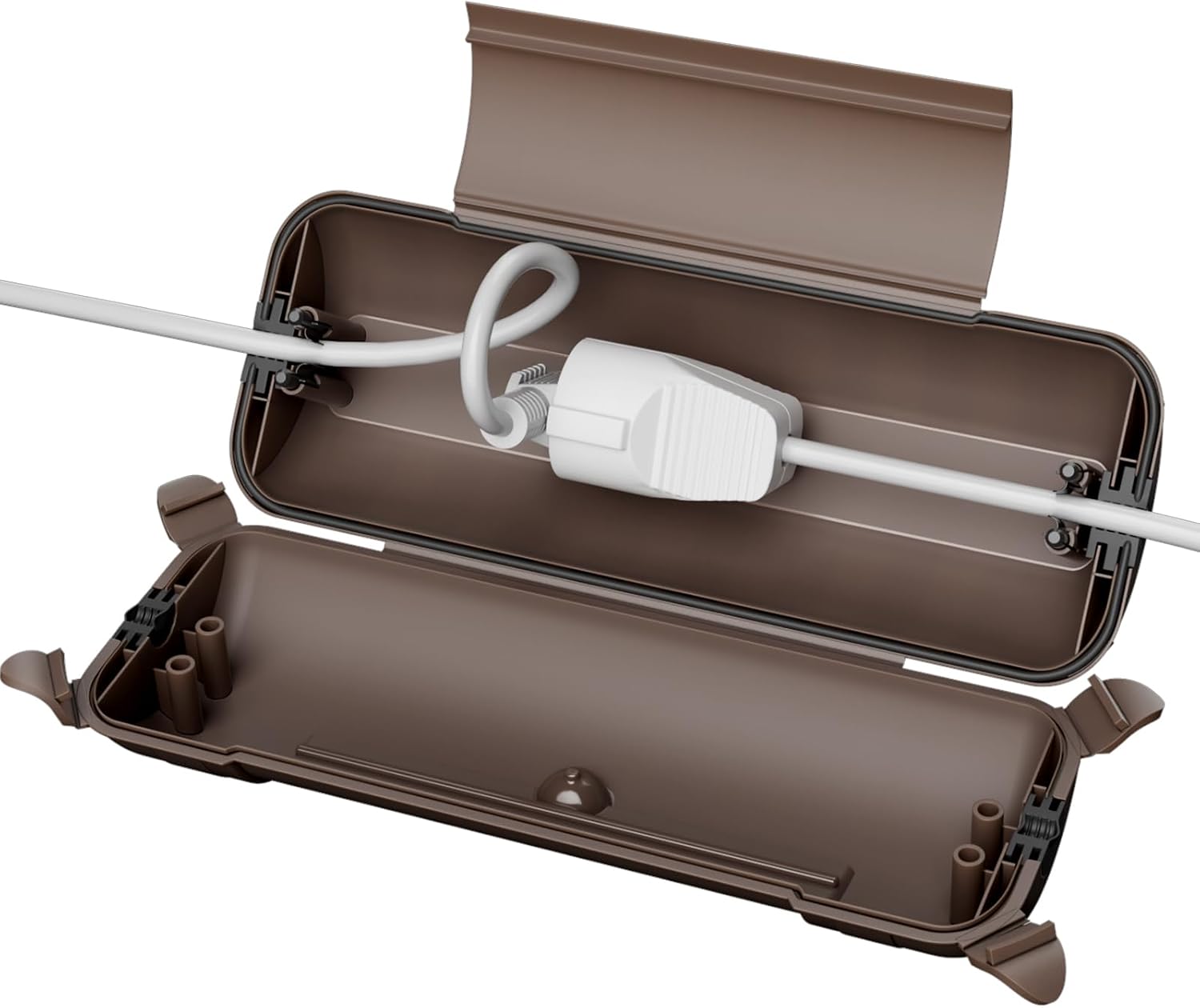 Detalle de RESTMO IP44 wasserdichte Kabelbox für den Außenbereich (Outdoor) – Große, braune Schutzbox für Verlängerungskabel, Schukostecker und Elektrowerkzeug