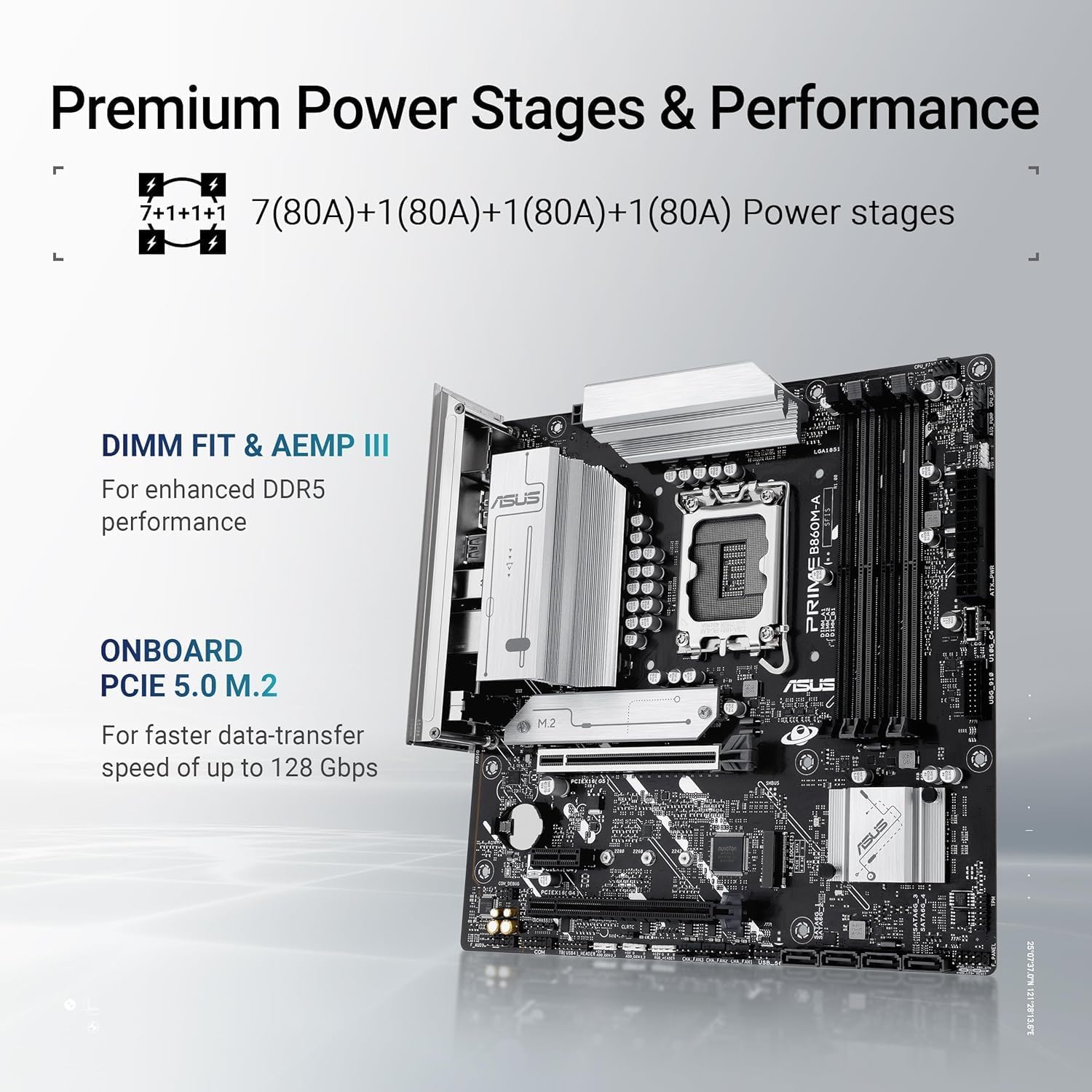 Detalle 2 de ASUS PRIME B860M-A-CSM マザーボード B860・LGA1851・DDR5対応 microATX