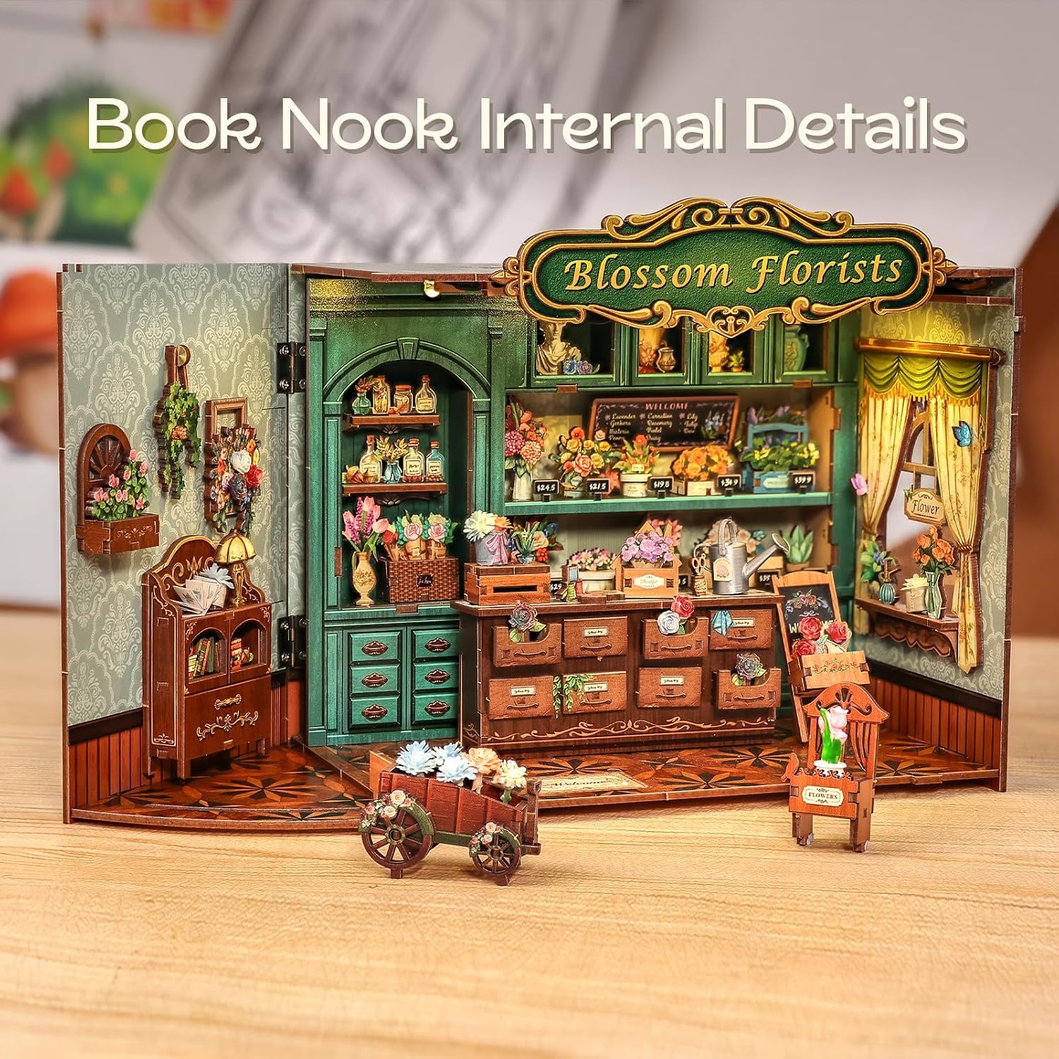 Detalle 2 de Fsolis Miniature Book Nook Kit Blossom Florists