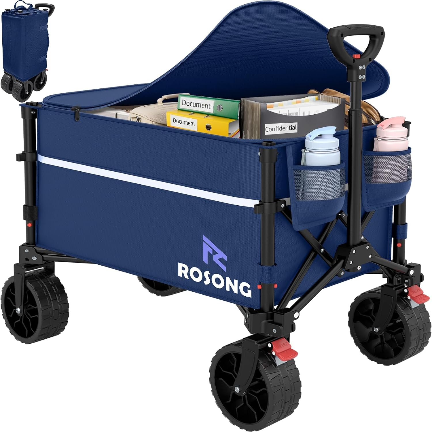 ROSONG zq001 Folding Utility Wagon, 120L with Lid, 250 lb Capacity
