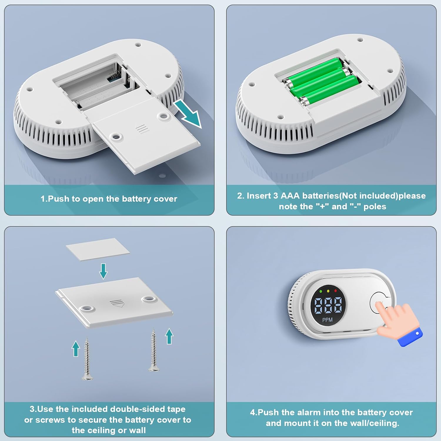 Thumbnail 6 de Carbon Monoxide Detector, Battery Powered CO Alarm with LED Digital Display