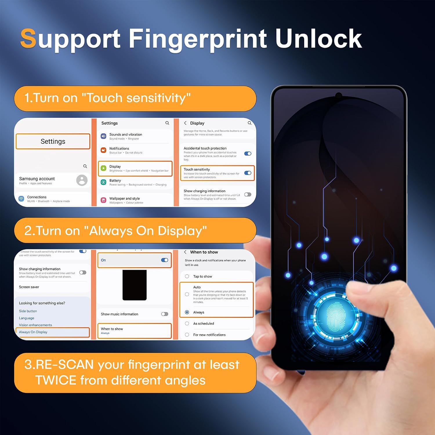 Thumbnail 6 de AACL S26 Ultra Tempered Glass Screen Protector, 3-Pack with Alignment Tool