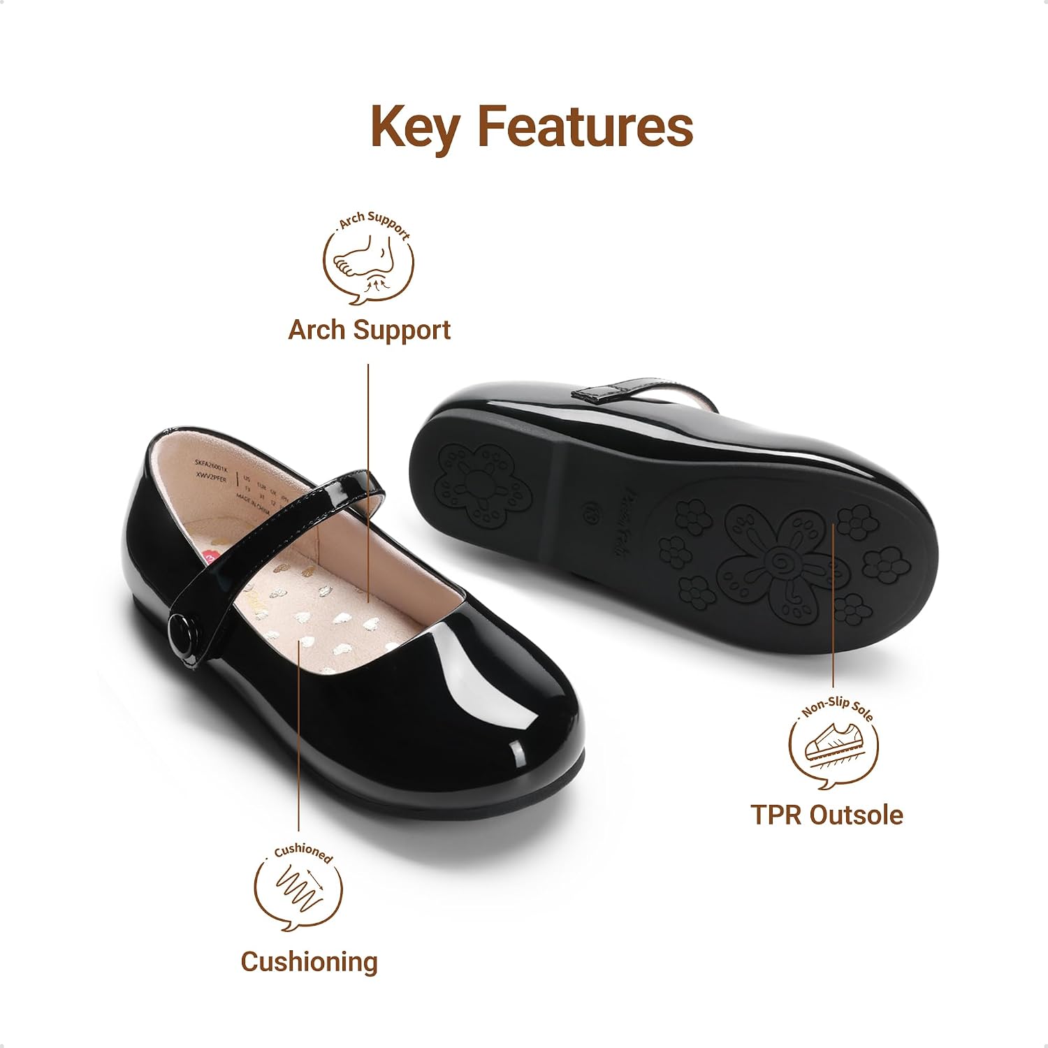 Detalle de DREAM PAIRS Scarpe Basse Mary Jane per Bambine: ballerine con punta tonda per scuola e feste