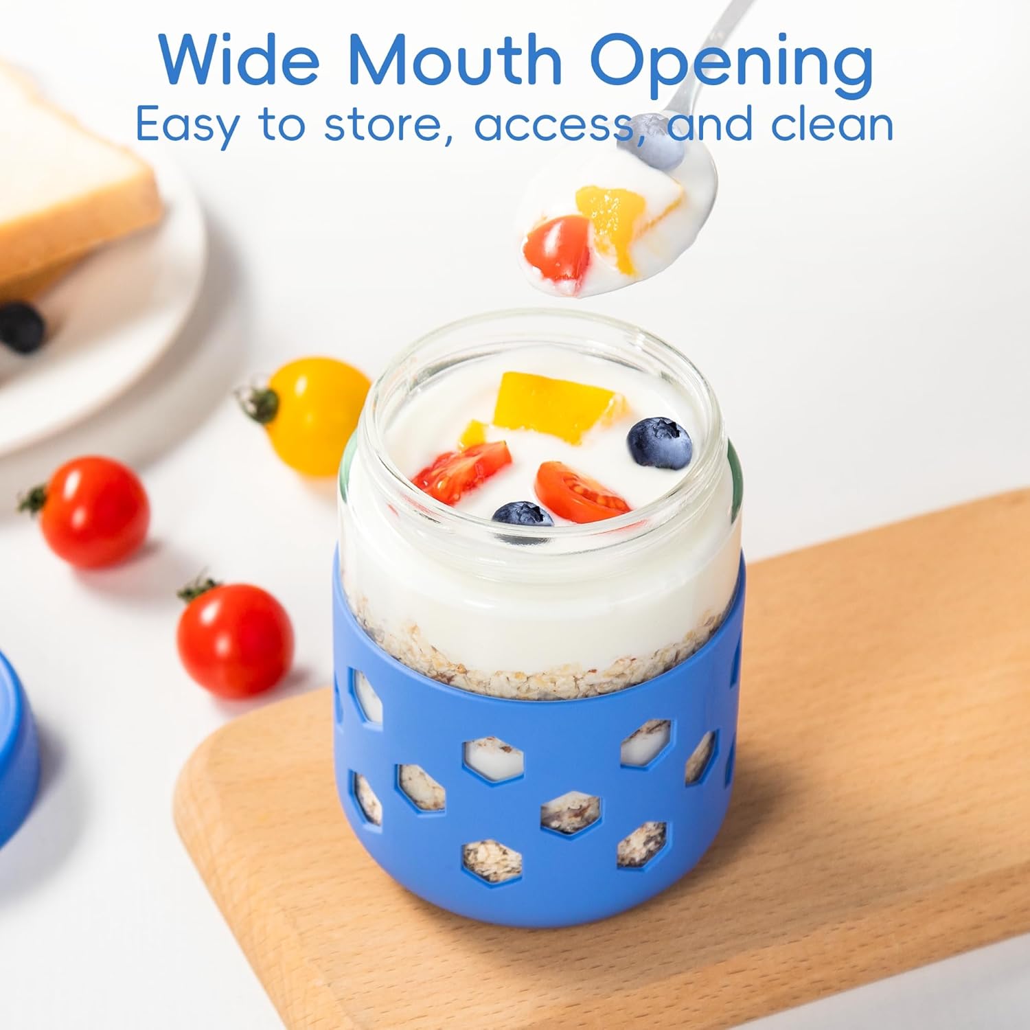 Thumbnail 6 de Gemice 6-Pack 16 oz Overnight Oats Containers with Lids and Silicone Sleeves (Glass Mason Jars)