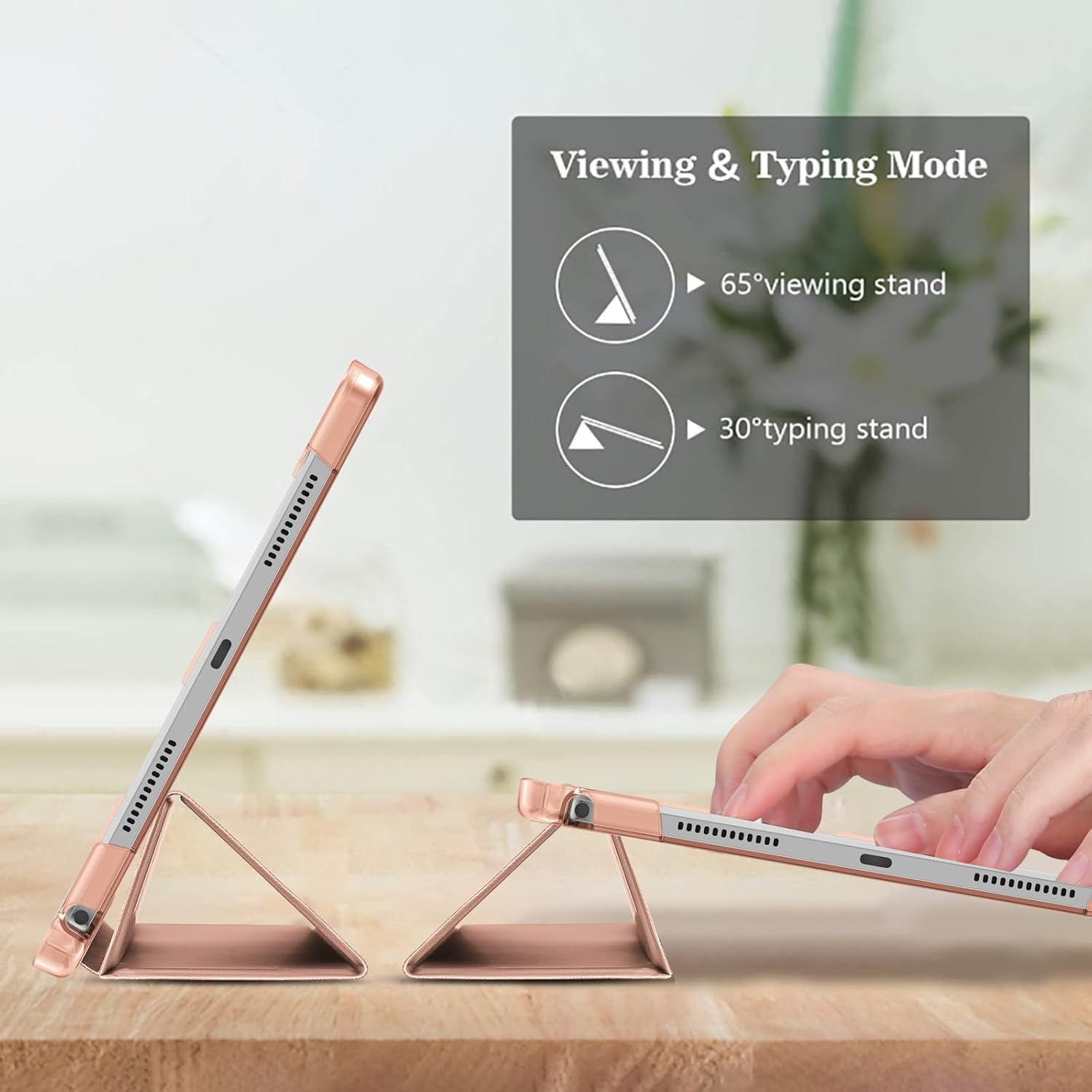 Detalle 2 de ProCase Folio Case for Lenovo Idea Tab 11" 2025 (K11 Gen 2) with Pen Holder – Translucent Rose Gold