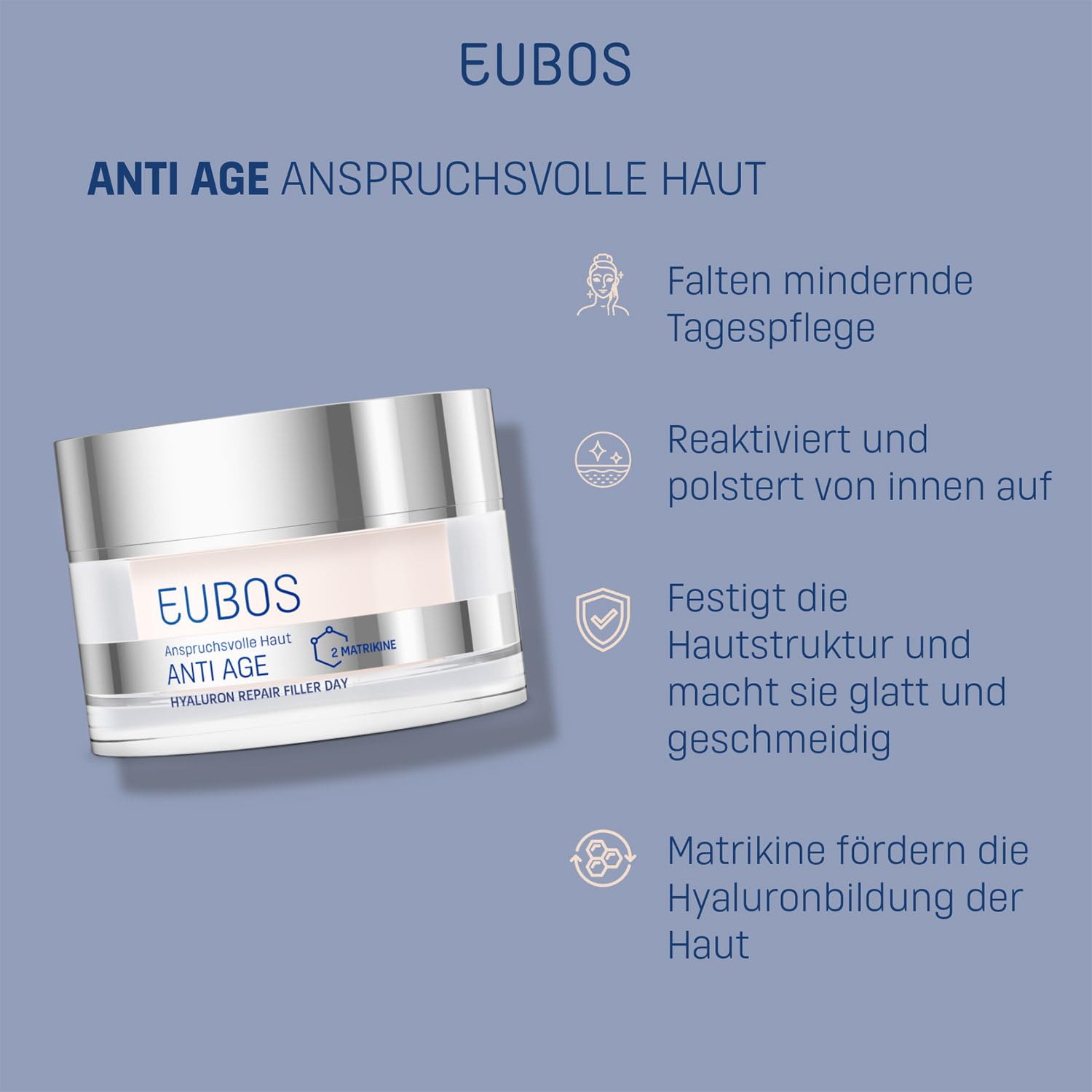 Detalle de EUBOS Hyaluron Repair Filler Day Creme – 50 ml für empfindliche, anspruchsvolle Haut