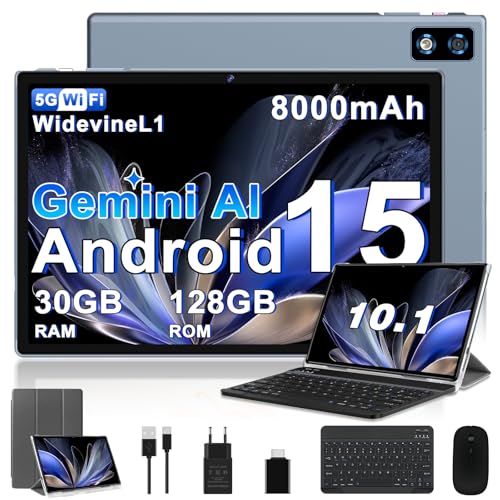 Detalle de BIEGEDY B25 Tablet Android 15 con Gemini AI – 10'', 30 GB RAM, 128 GB ROM, 5G WiFi 6, Keyboard y Ratón