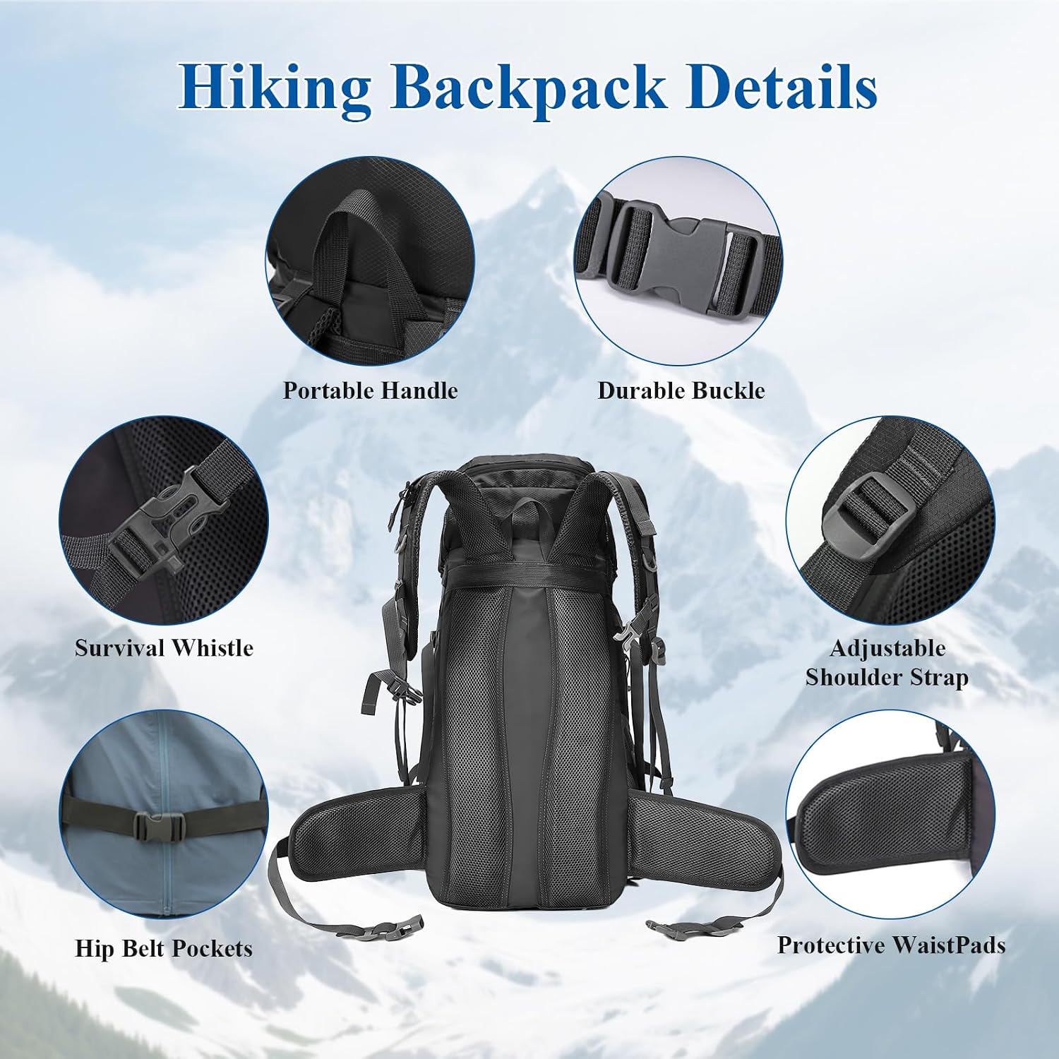 Thumbnail 2 de Mingfuxin 60L Hiking Backpack: Lightweight, Waterproof Daypack for Multi-Day Adventures